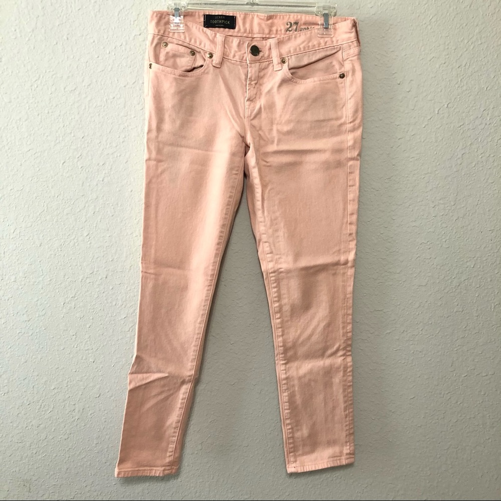J Crew Toothpick Ankle Jeans light peach Pink 27 - Picture 2 of 10